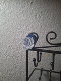 White Glitter Flower, Blue background fridge magnet