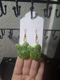 Green Glitter Bunny Earrings