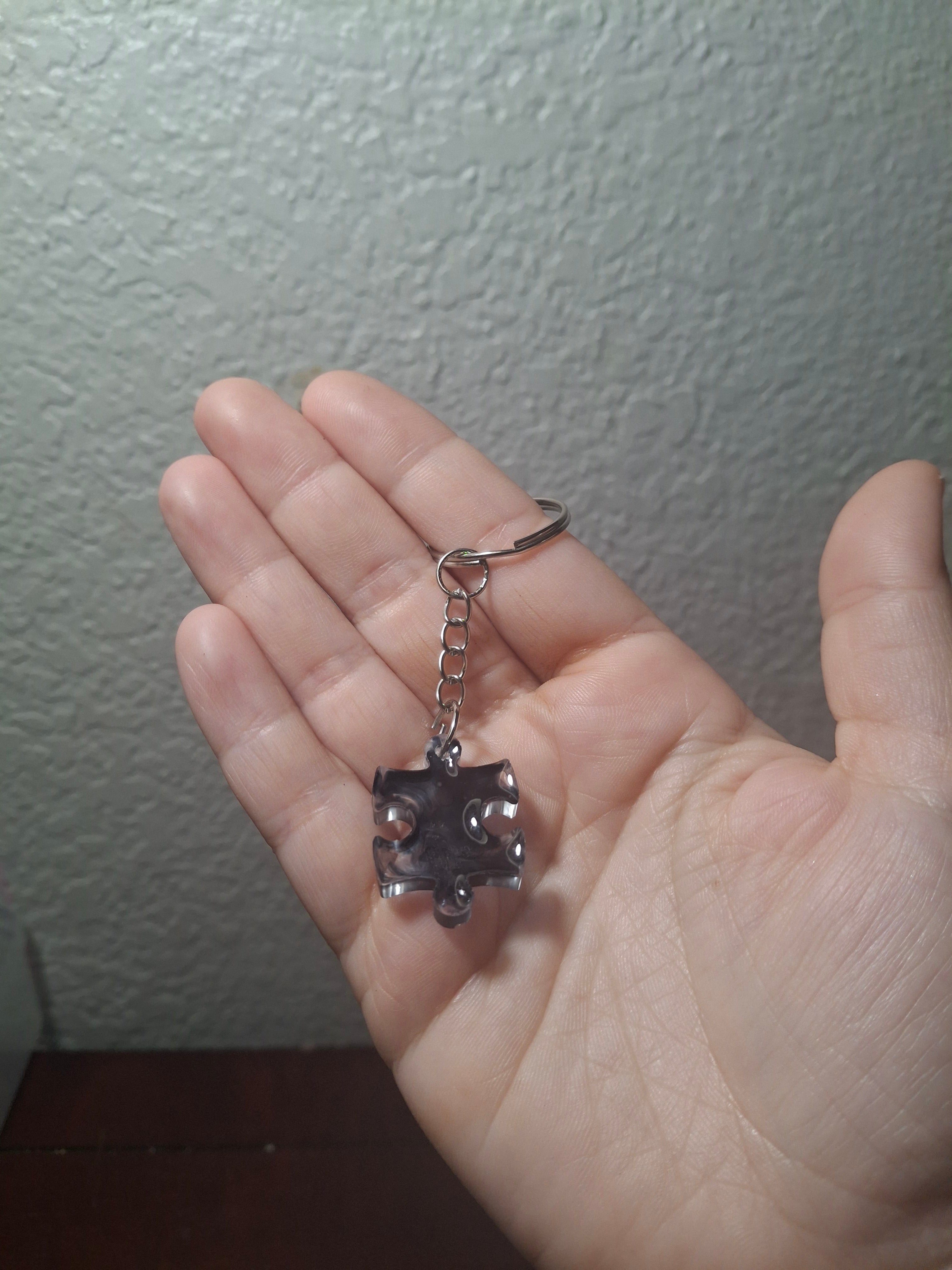 Deep Blue Resin Autism Awareness Puzzle Piece keychain