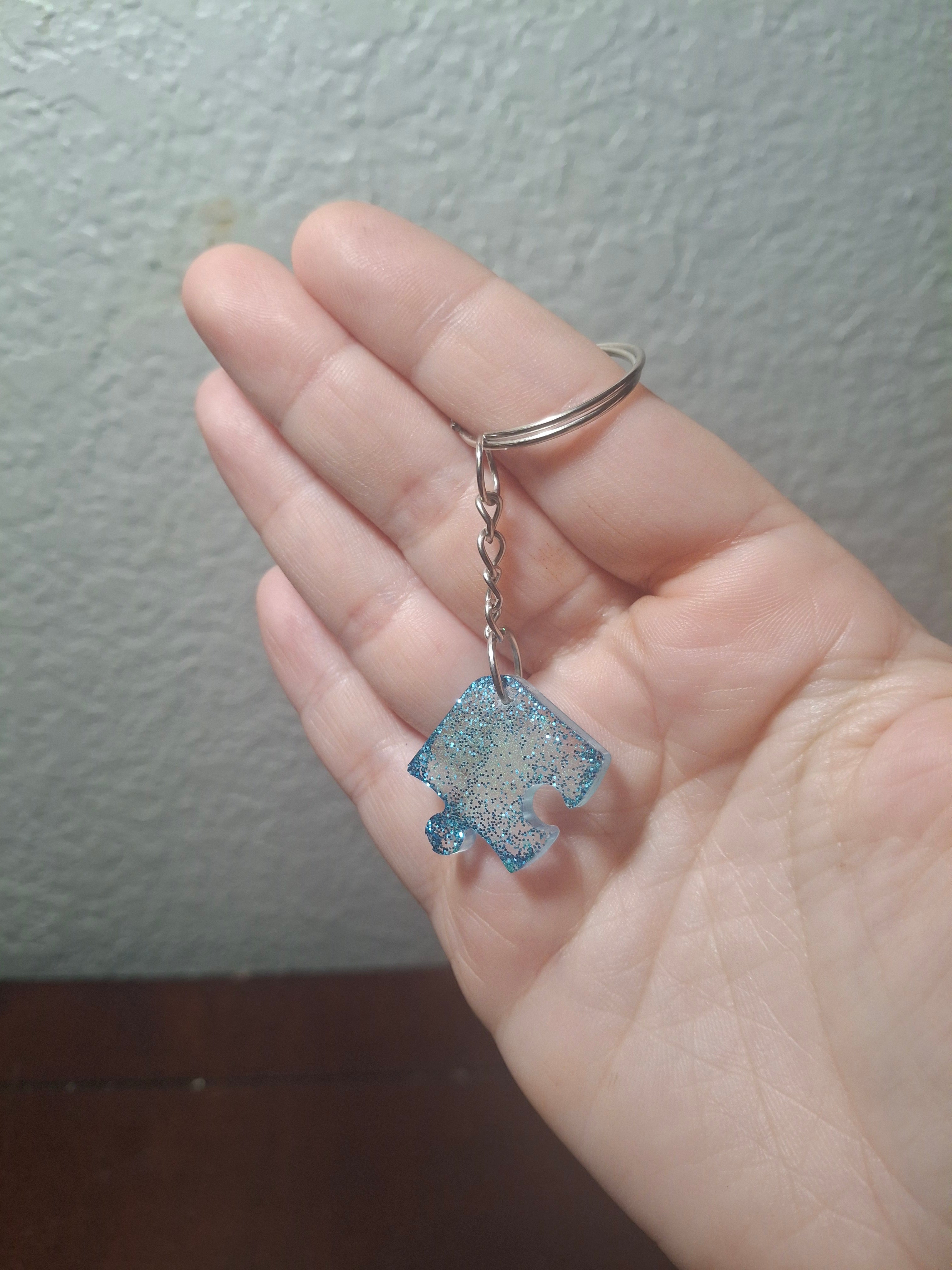 Blue Glitter Autism Awareness Puzzle Piece