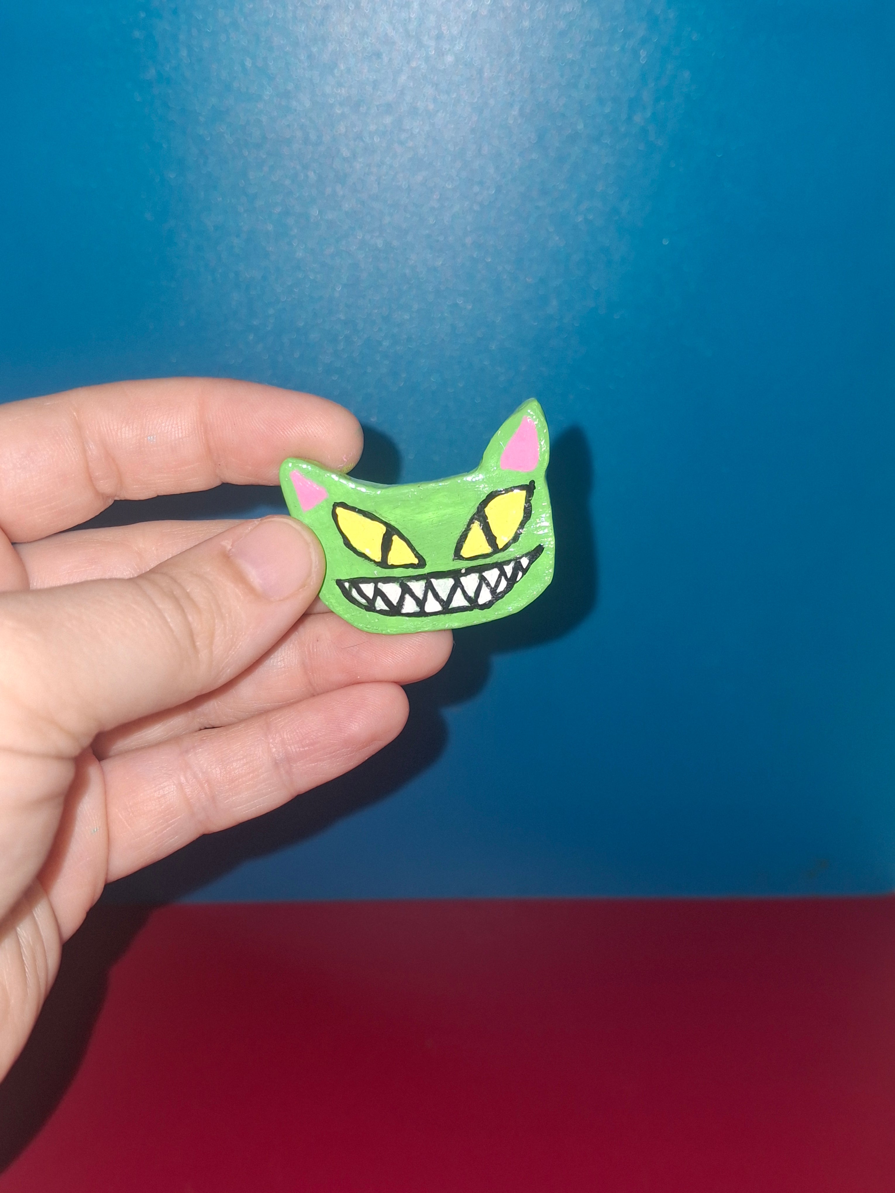 Green Demon Magnet Cat