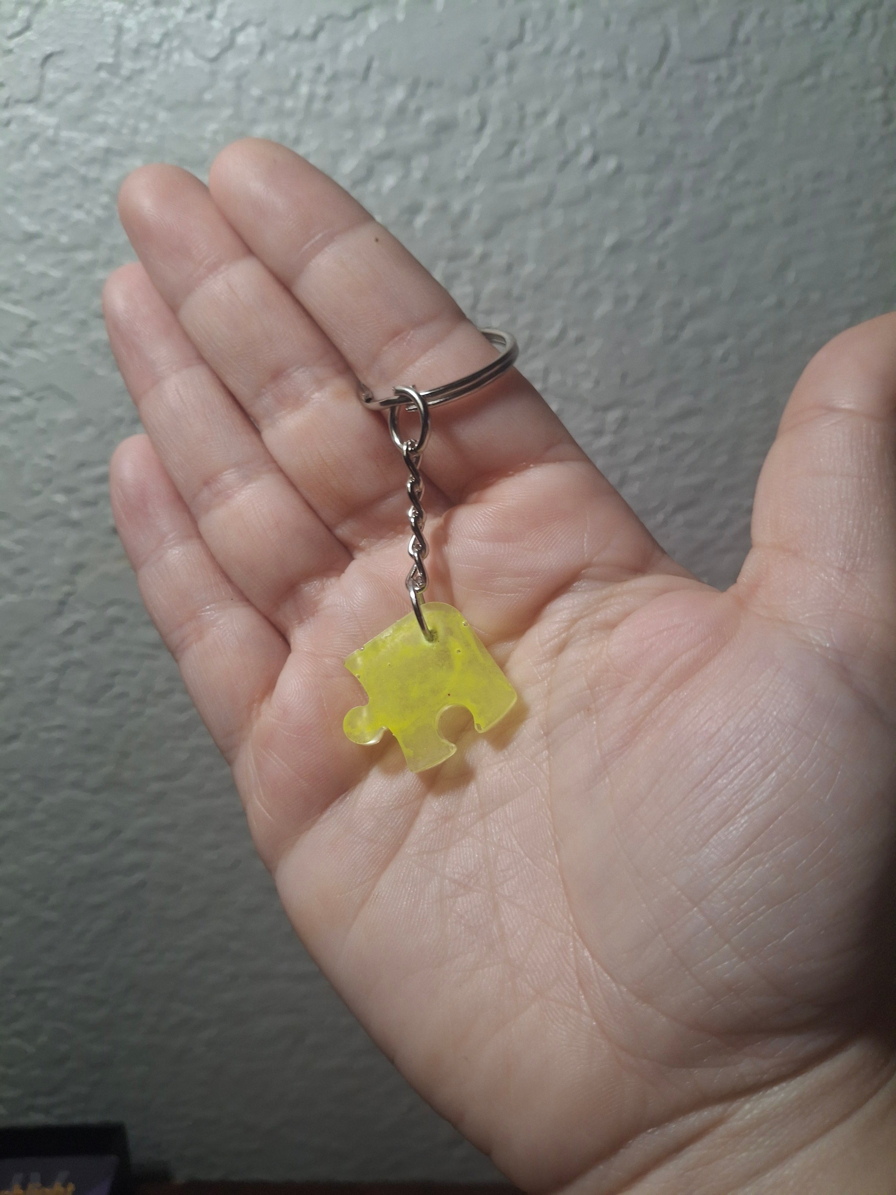 Yellow UV resin Autism Awareness Puzzle Piece